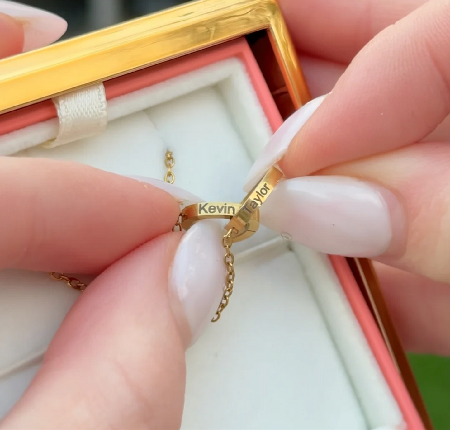 Eternal Rose Box with Engraved Necklace