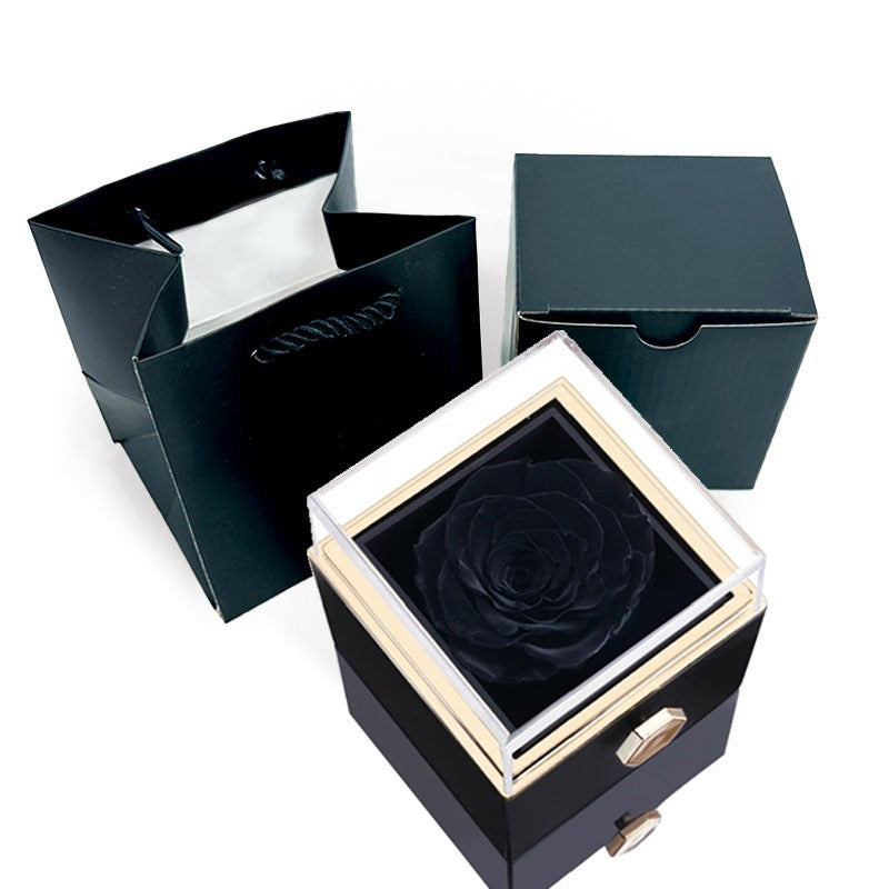 Eternal Rose Box with Engraved Necklace