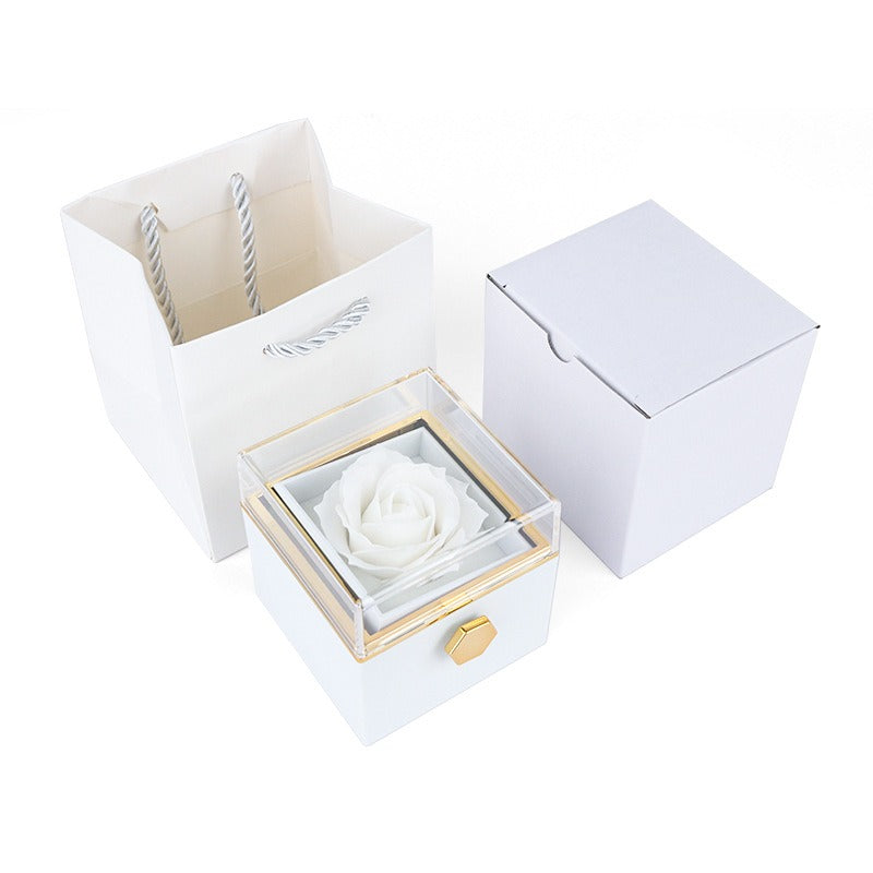 Eternal Rose Box with Engraved Necklace