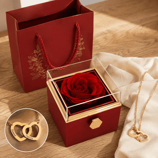 Eternal Rose Box with Engraved Necklace