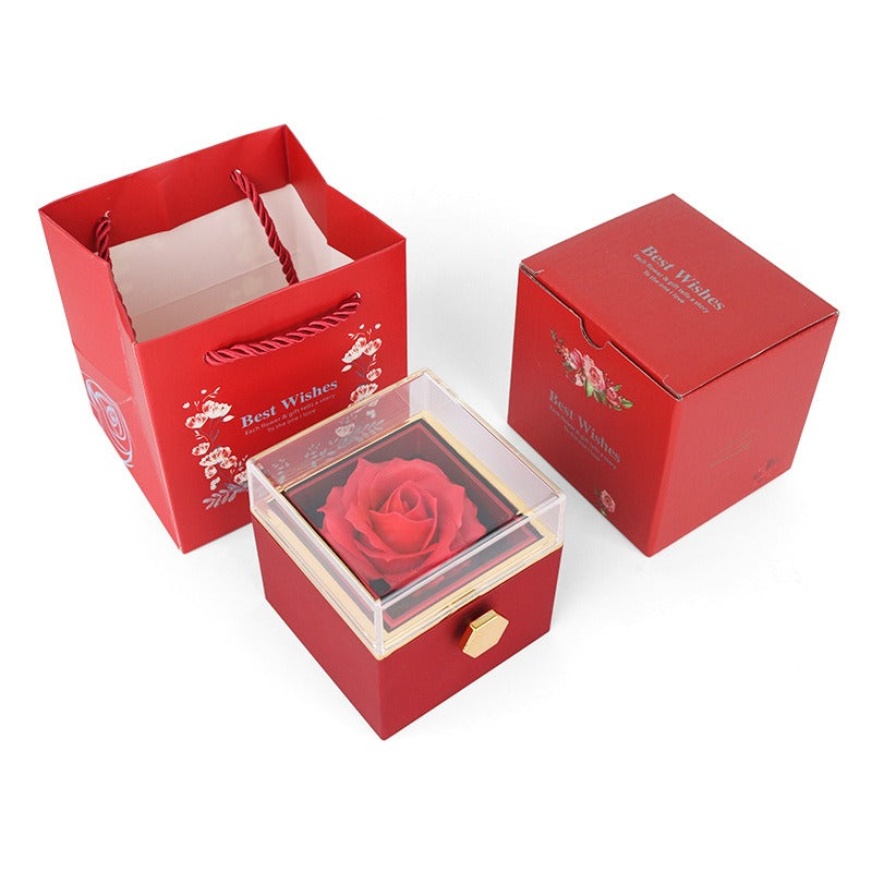 Eternal Rose Box with Engraved Necklace